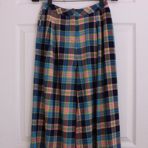 GRLFRND Loren Plaid Wide Leg Pants Blue Pink Size Small Pockets - Picture 5 of 10